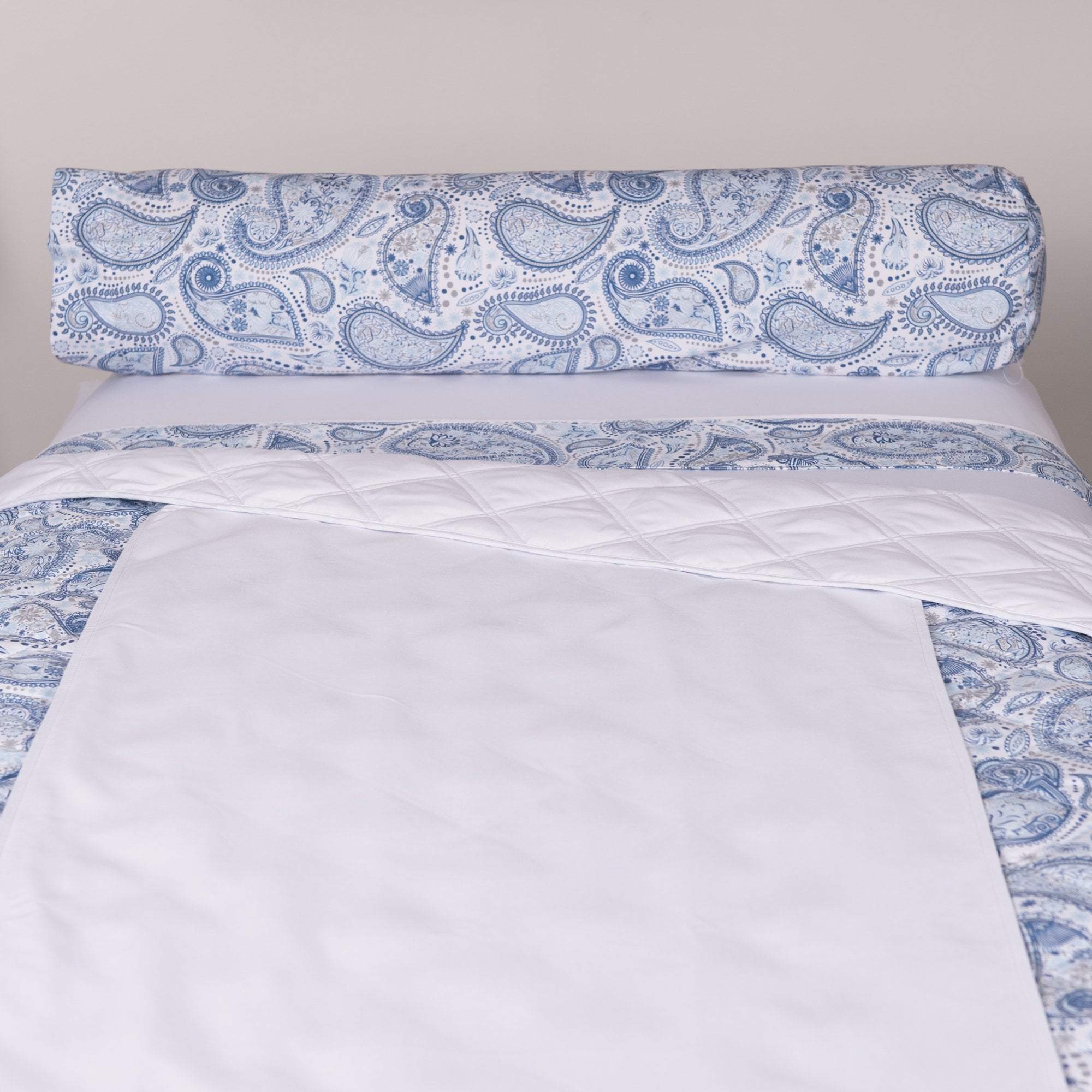 Sposh Professional Paisley Bolster Cover, White Sapphire
