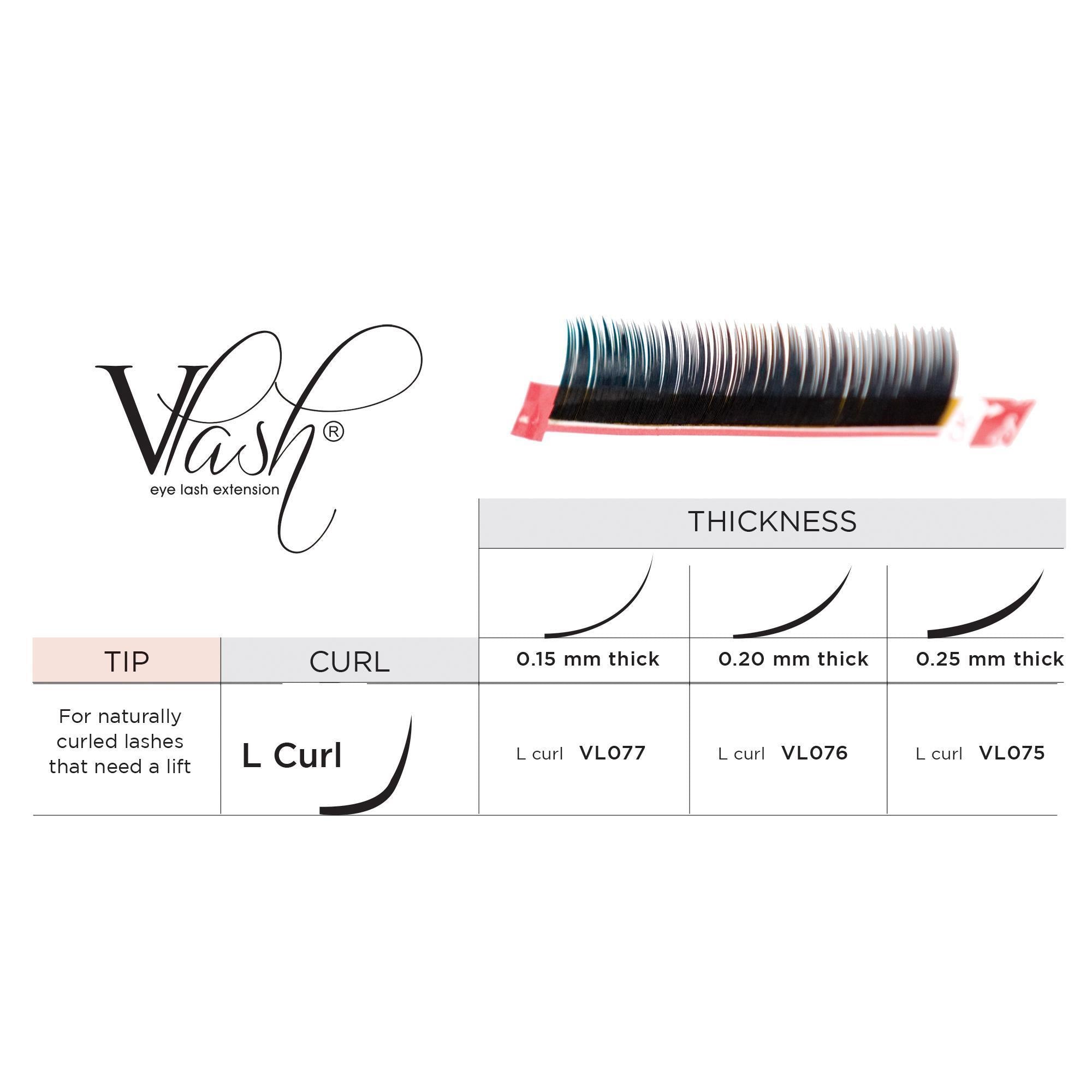 Lash Extensions, Strips, Acces 0.2 VLash L Curl Silk Tray Lashes