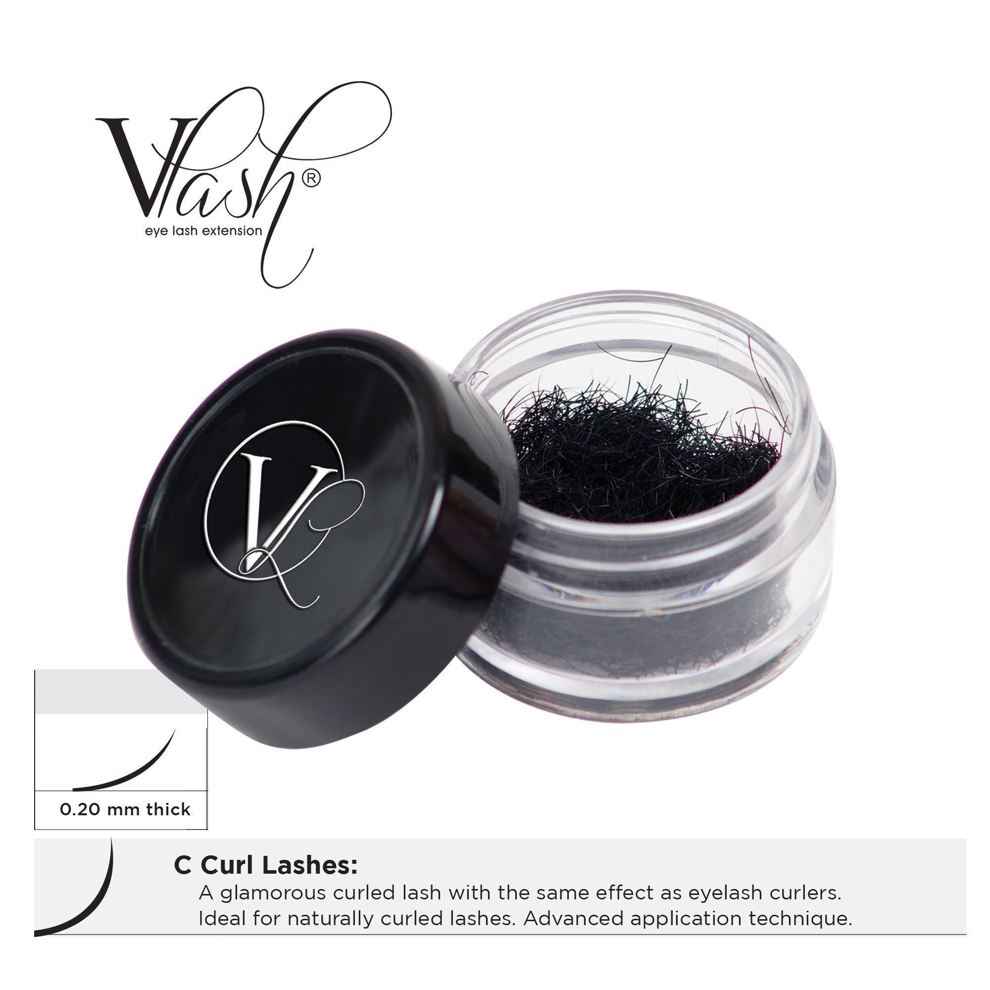 Lash Extensions, Strips, Acces 10mm VLash C Curl Jar Lashes / .20mm thick