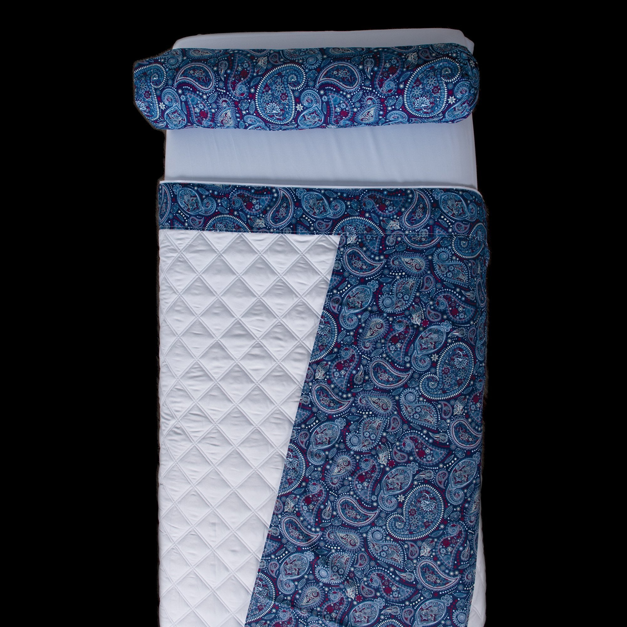 Linens Starry Sapphire Paisley Face. Spa Blue Solid Back Sposh Massage Table Saddle Paisley Collection