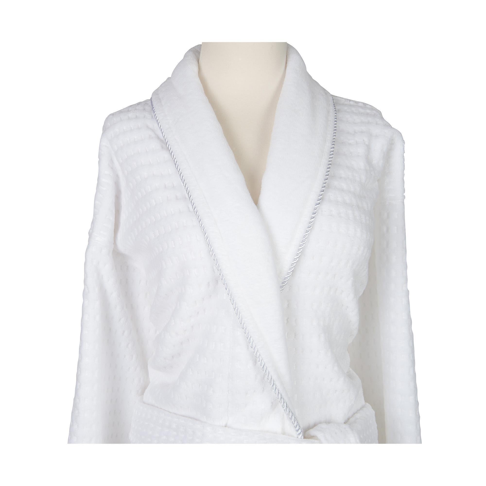 Robes & Wrapes Sposh Regal Robe White with Silver Braided Trim