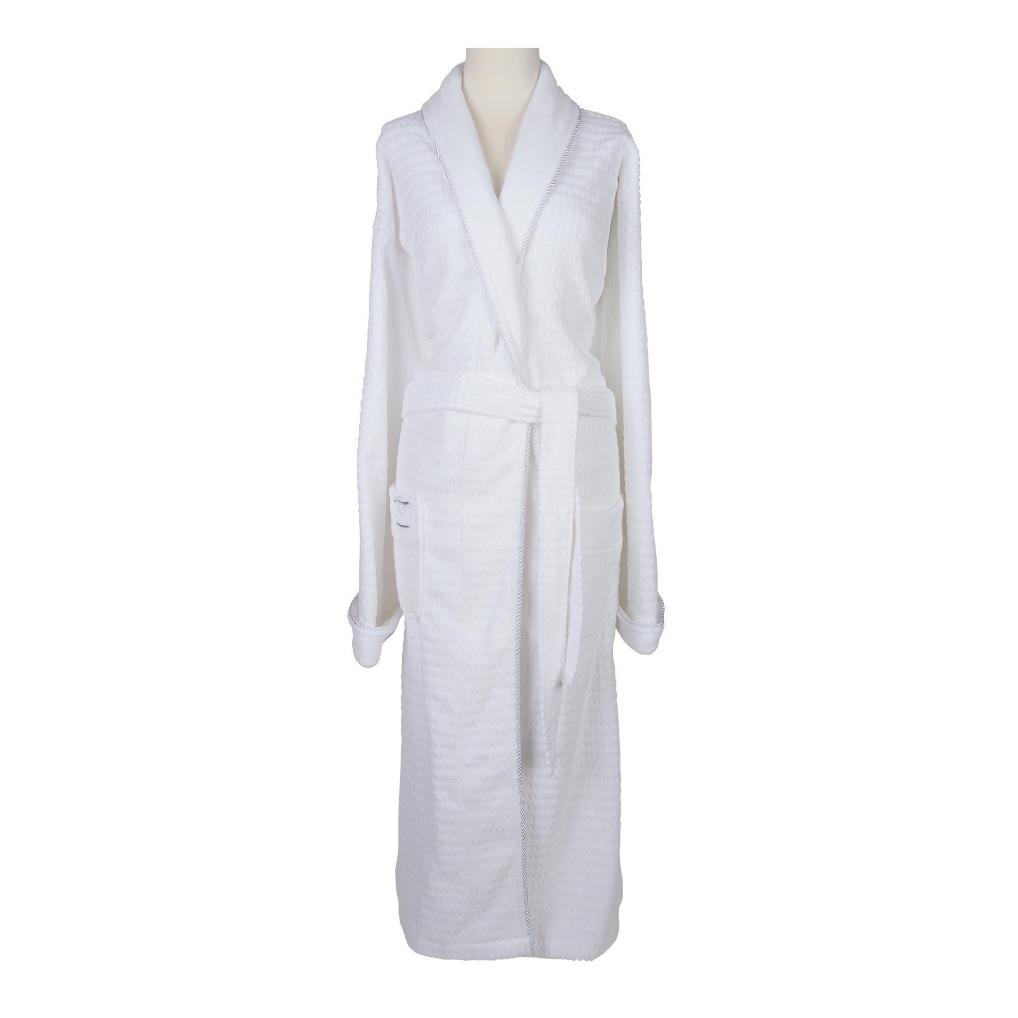 Robes & Wrapes XXL Sposh Regal Robe White with Silver Braided Trim